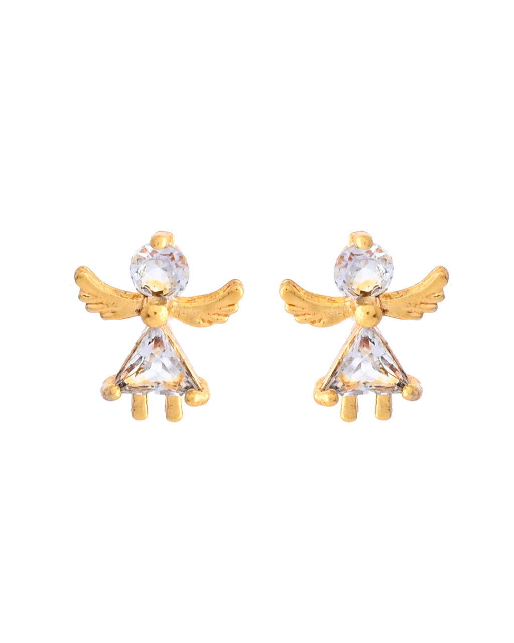 VOJ Gold-Polished Doll Shapped Stone Studded Mangalsutra With Earrings Set | Grocsy