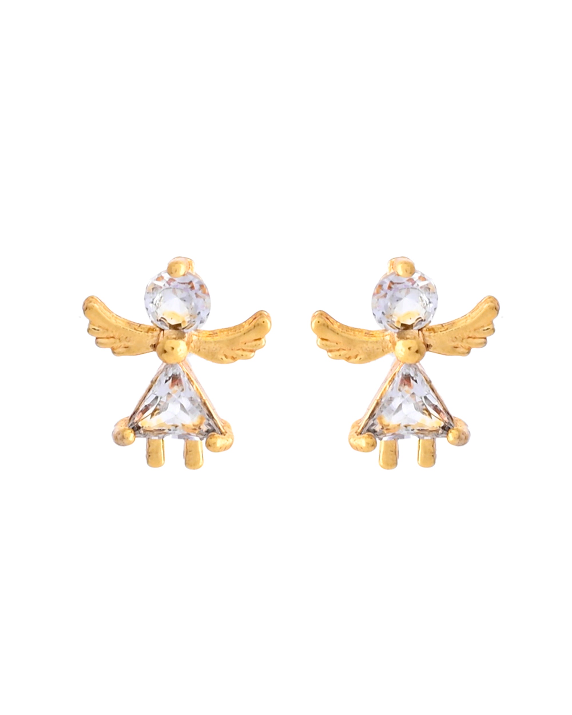 VOJ Gold-Polished Doll Shapped Stone Studded Mangalsutra With Earrings Set | Grocsy