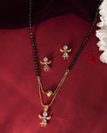 VOJ Gold-Polished Doll Shapped Stone Studded Mangalsutra With Earrings Set | Grocsy