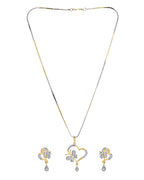 VOJ Dual Tone AD Stone Studded Butterfly Shaped Chain Set With Pandent | Grocsy
