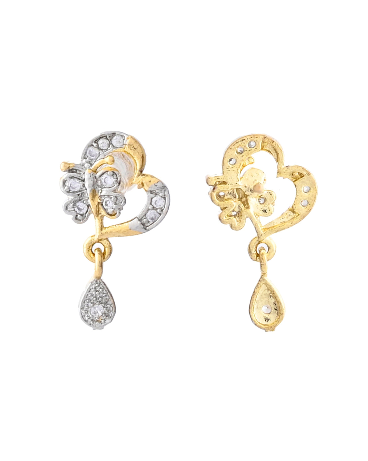 VOJ Dual Tone AD Stone Studded Butterfly Shaped Chain Set With Pandent | Grocsy