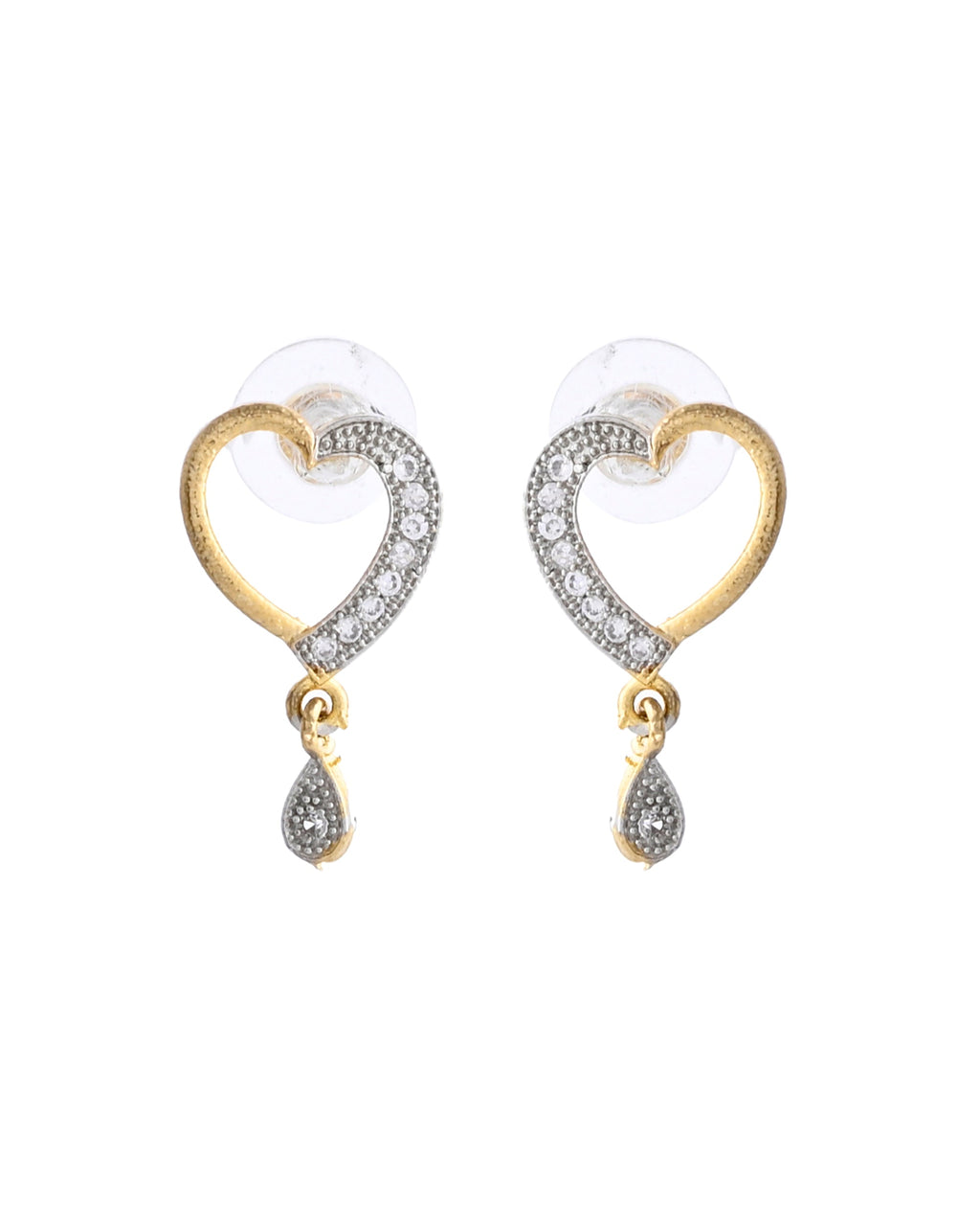 VOJ Dual Tone AD Stone Studded Heart Shaped Chain Set With Pendant | Grocsy