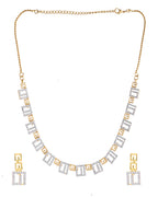 VOJ Gold-Polished Geometrical AD Jewellery Set | Grocsy