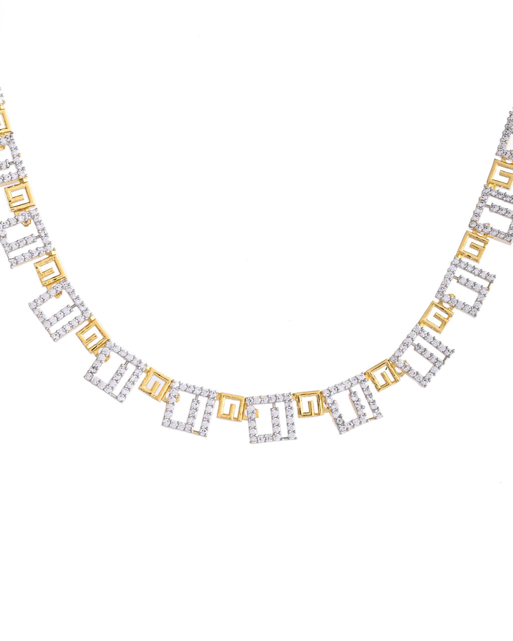 VOJ Gold-Polished Geometrical AD Jewellery Set | Grocsy