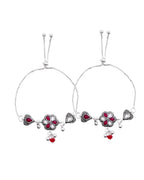 VOJ Set of 2 Silver Plated Floral Meenakari Anklet | Grocsy