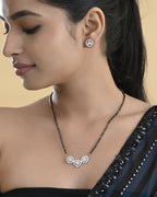 VOJ Gold Toned AD Stone Studded Heart Shape MangalSutra Set | Grocsy