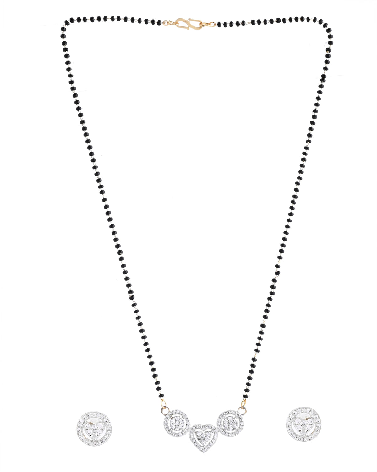 VOJ Gold Toned AD Stone Studded Heart Shape MangalSutra Set | Grocsy