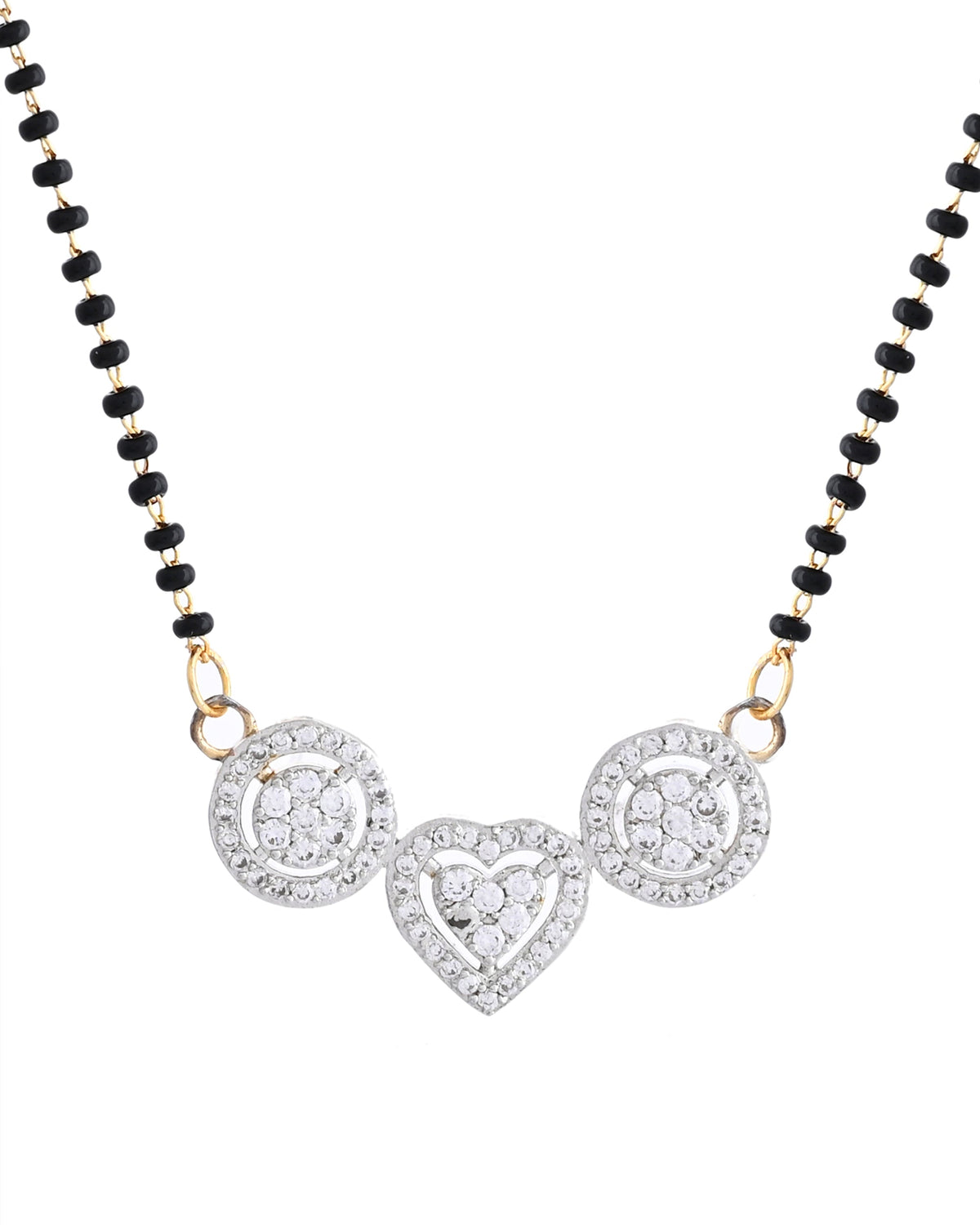 VOJ Gold Toned AD Stone Studded Heart Shape MangalSutra Set | Grocsy