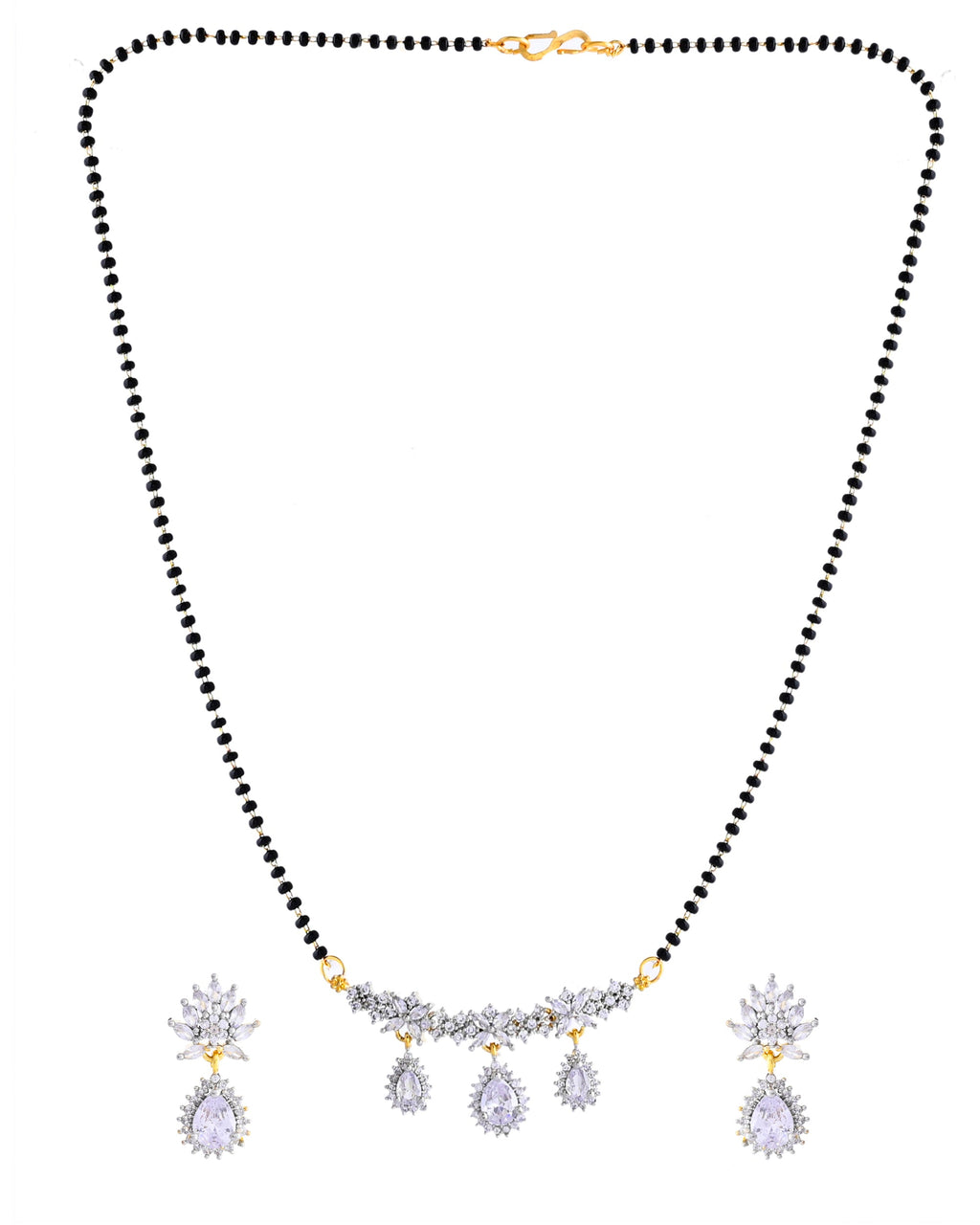 VOJ Gold Toned AD Stone Studded Tear Drop Design MangalSutra Set | Grocsy