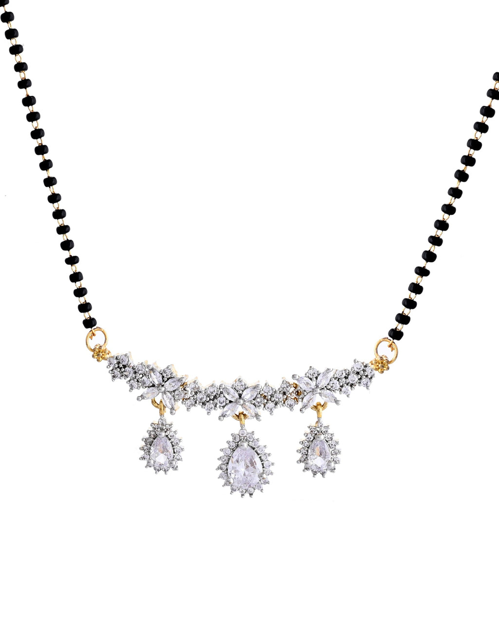 VOJ Gold Toned AD Stone Studded Tear Drop Design MangalSutra Set | Grocsy
