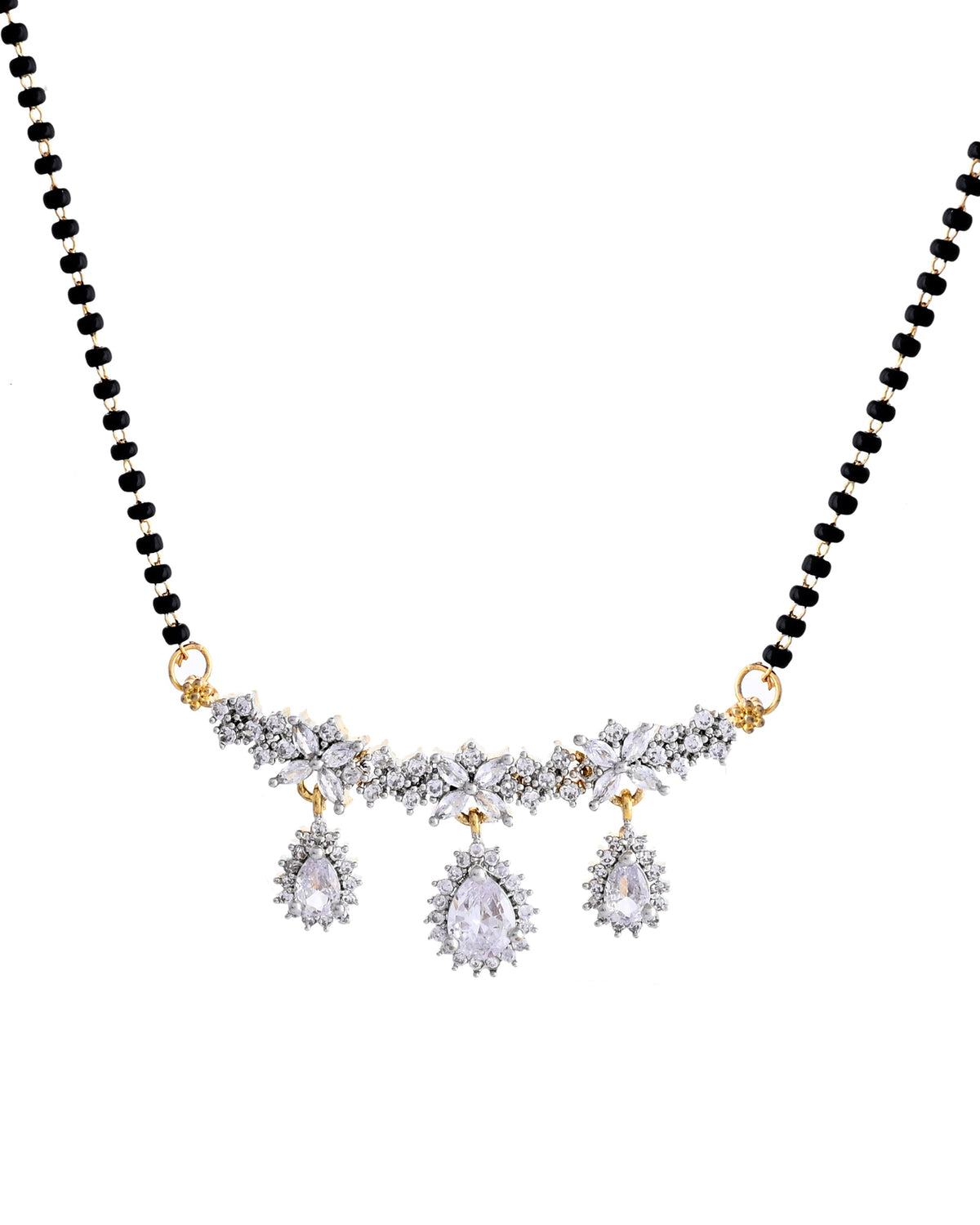 VOJ Gold Toned AD Stone Studded Tear Drop Design MangalSutra Set | Grocsy