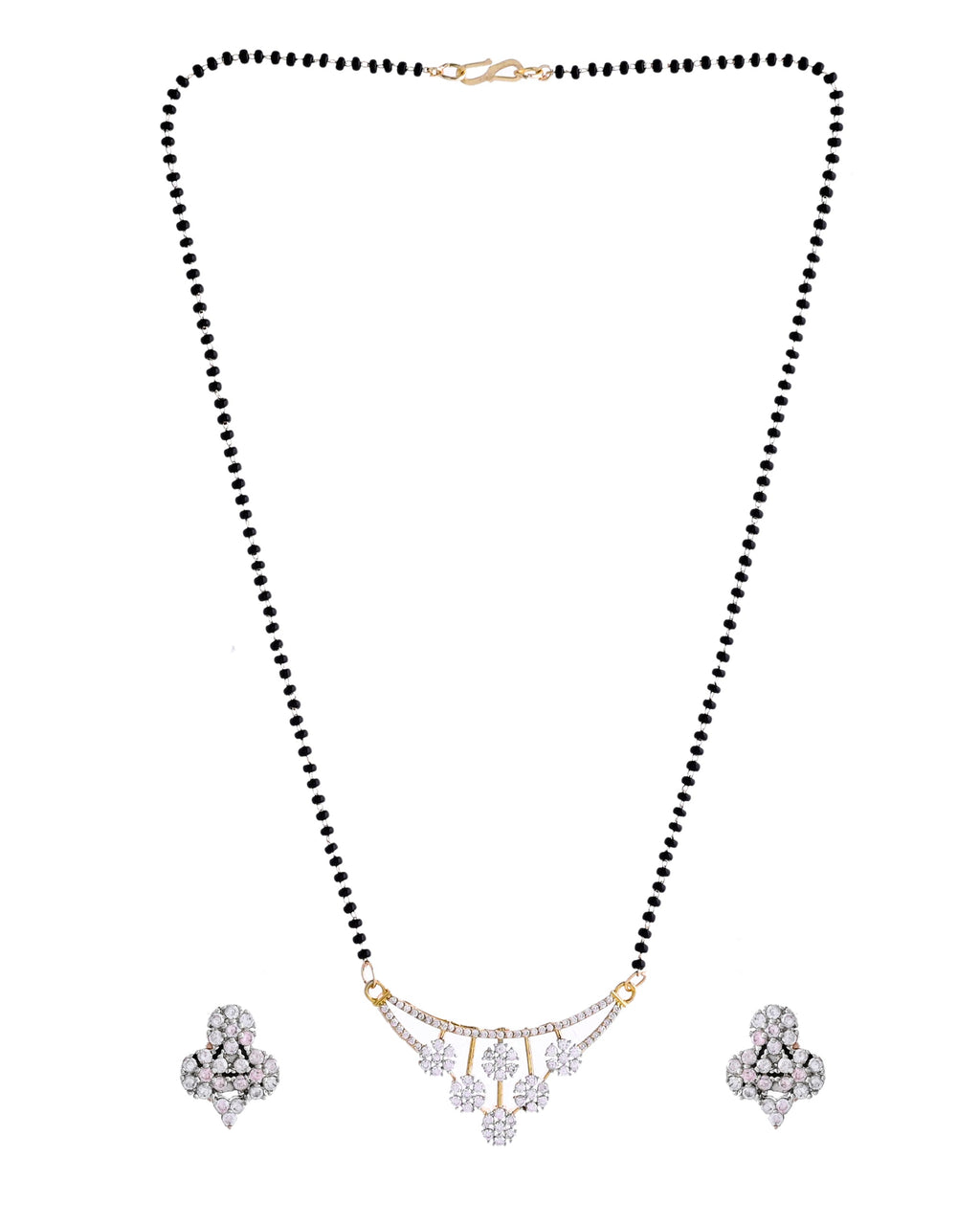 VOJ Gold Toned AD Stone Studded Floral MangalSutra Set | Grocsy