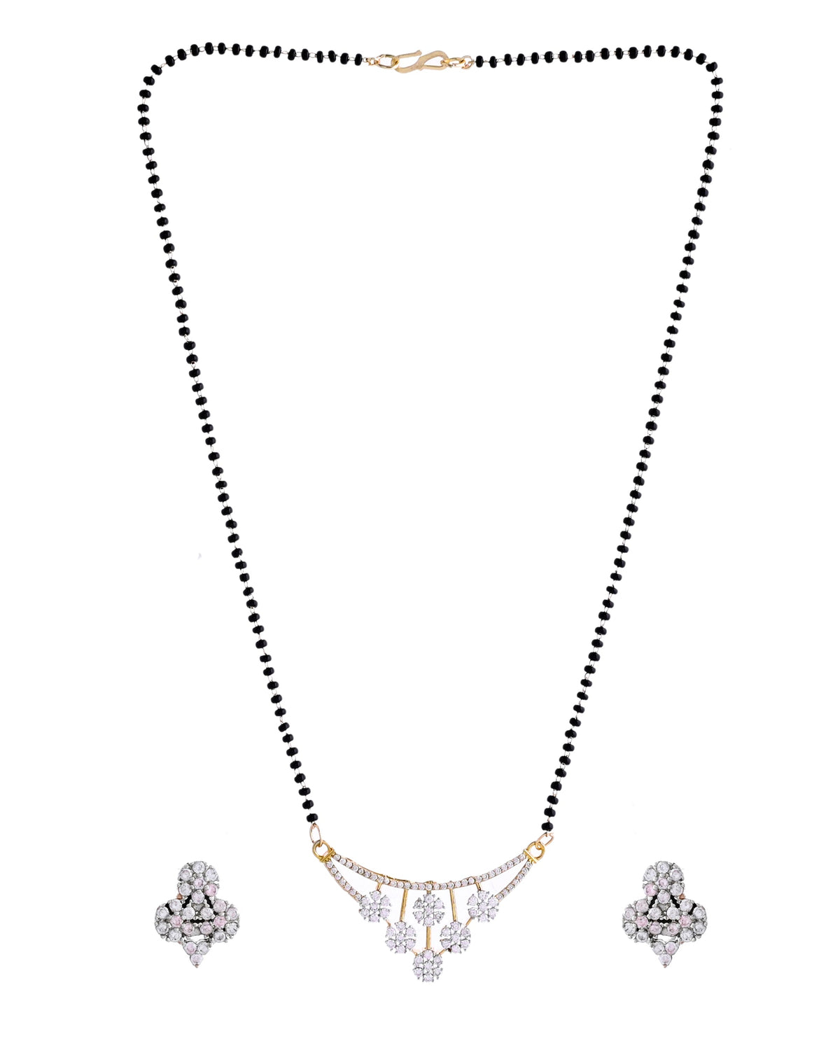 VOJ Gold Toned AD Stone Studded Floral MangalSutra Set | Grocsy