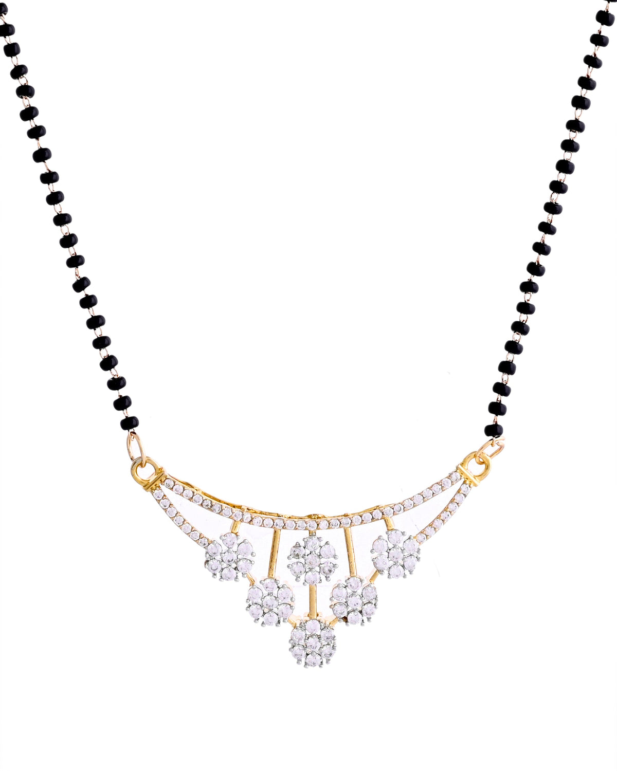 VOJ Gold Toned AD Stone Studded Floral MangalSutra Set | Grocsy