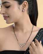 VOJ Rose Gold Toned AD Stone Studded Floral MangalSutra Set | Grocsy