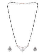 VOJ Rose Gold Toned AD Stone Studded Floral MangalSutra Set | Grocsy