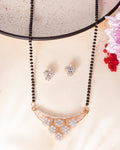 VOJ Rose Gold Toned AD Stone Studded Floral MangalSutra Set | Grocsy