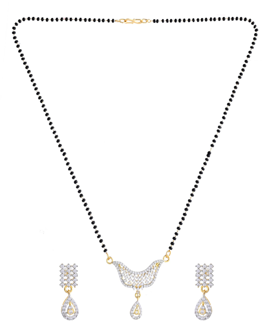 VOJ Gold-Polished Designer AD Mangalsutra Set | Grocsy