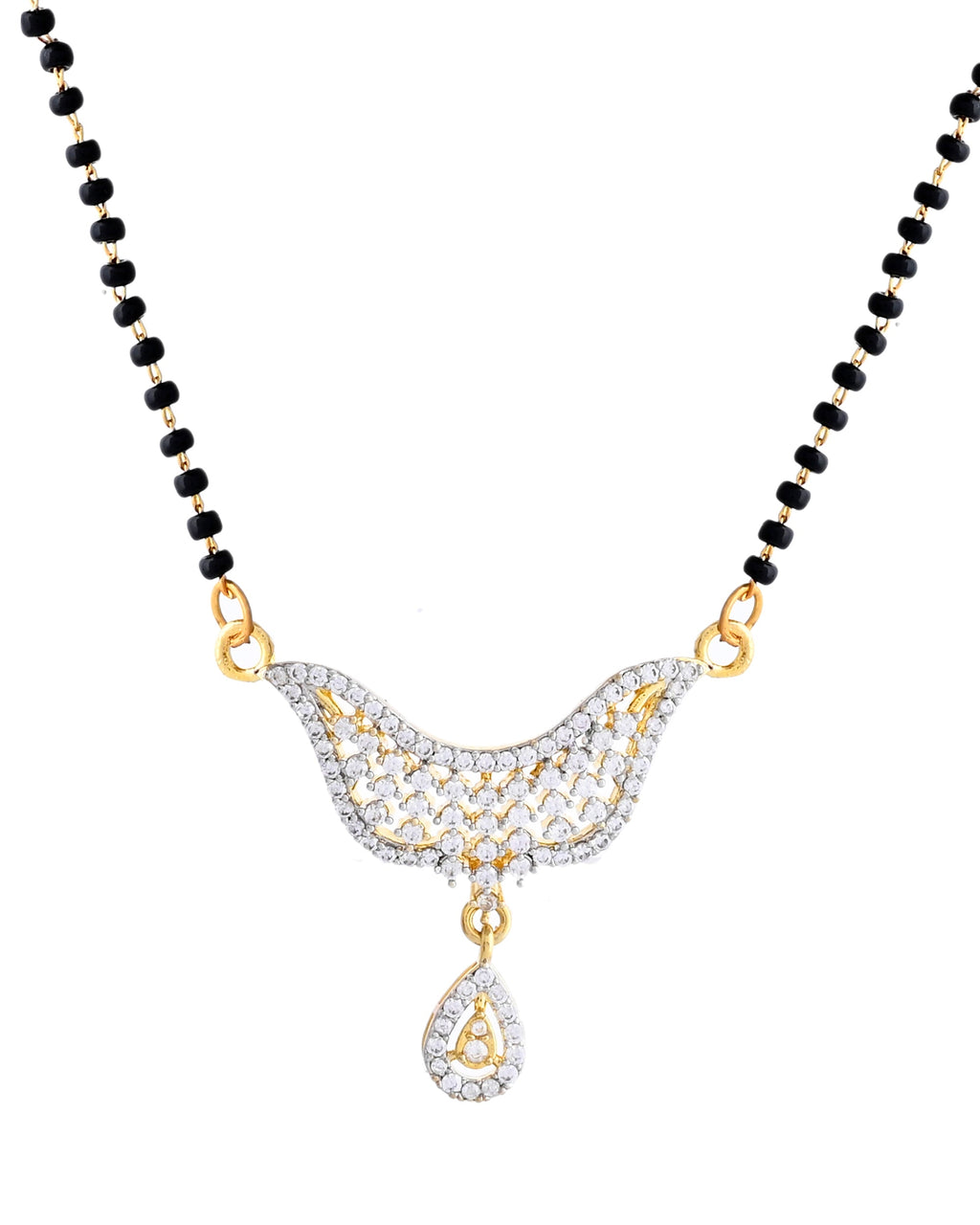 VOJ Gold-Polished Designer AD Mangalsutra Set | Grocsy
