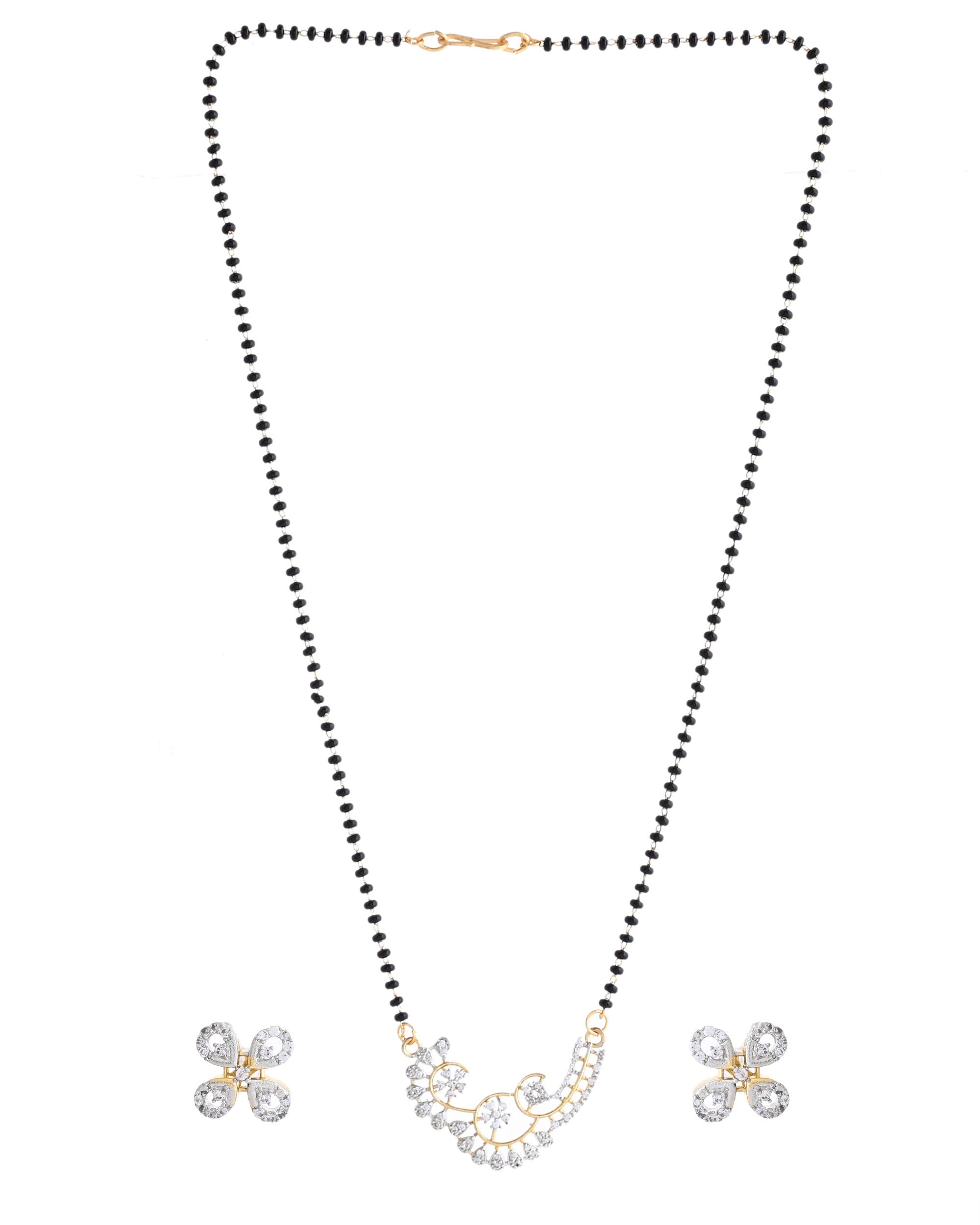 VOJ Gold-Polished Stylish AD Mangalsutra Set | Grocsy