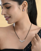 VOJ Gold-Polished Tear Drop Shape AD Mangalsutra Set | Grocsy