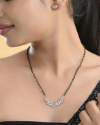 VOJ Gold-Polished Semi Circle Shape AD Mangalsutra Set | Grocsy