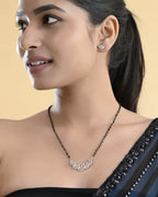 VOJ Gold-Polished Semi Circle Shape AD Mangalsutra Set | Grocsy