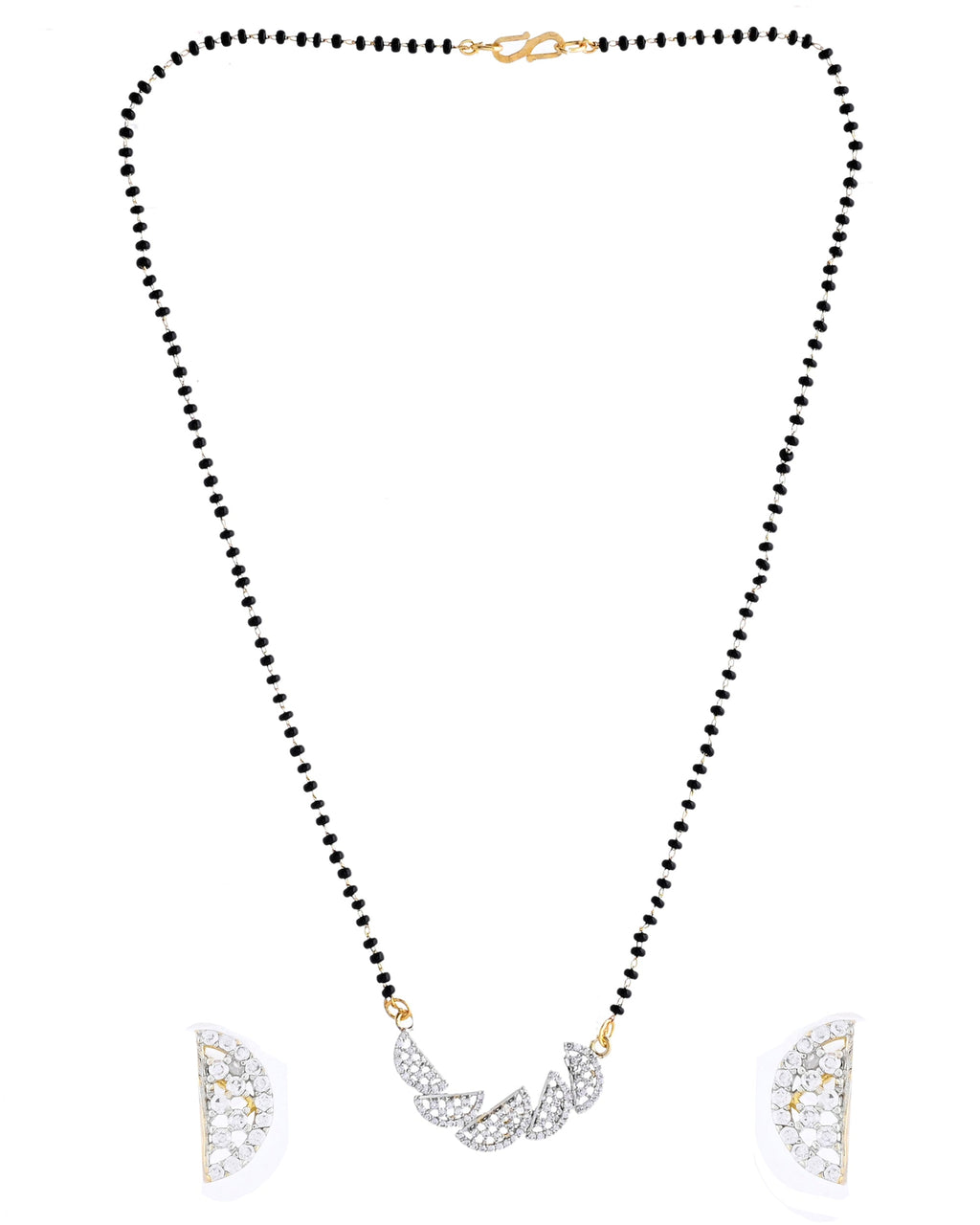 VOJ Gold-Polished Semi Circle Shape AD Mangalsutra Set | Grocsy