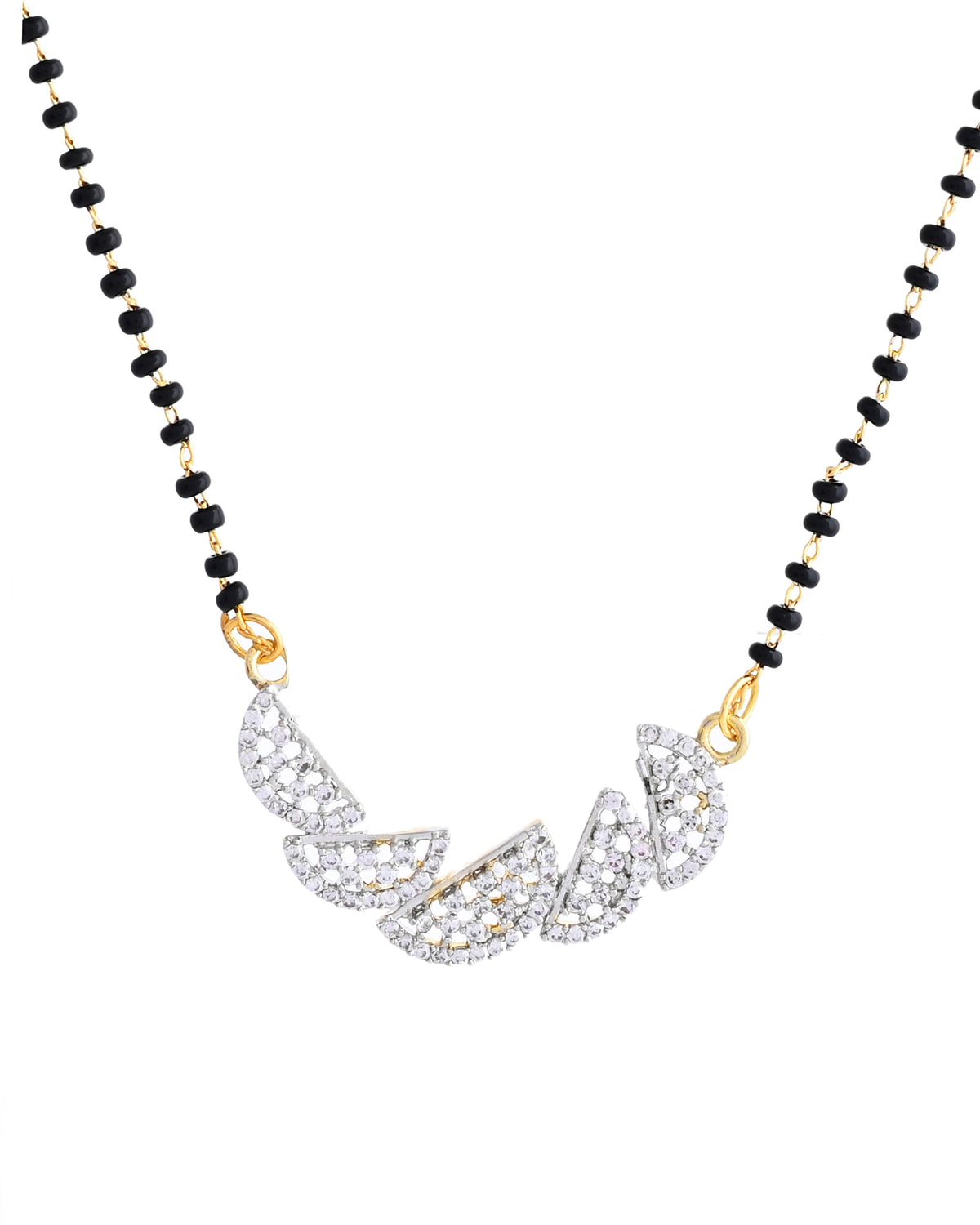 VOJ Gold-Polished Semi Circle Shape AD Mangalsutra Set | Grocsy