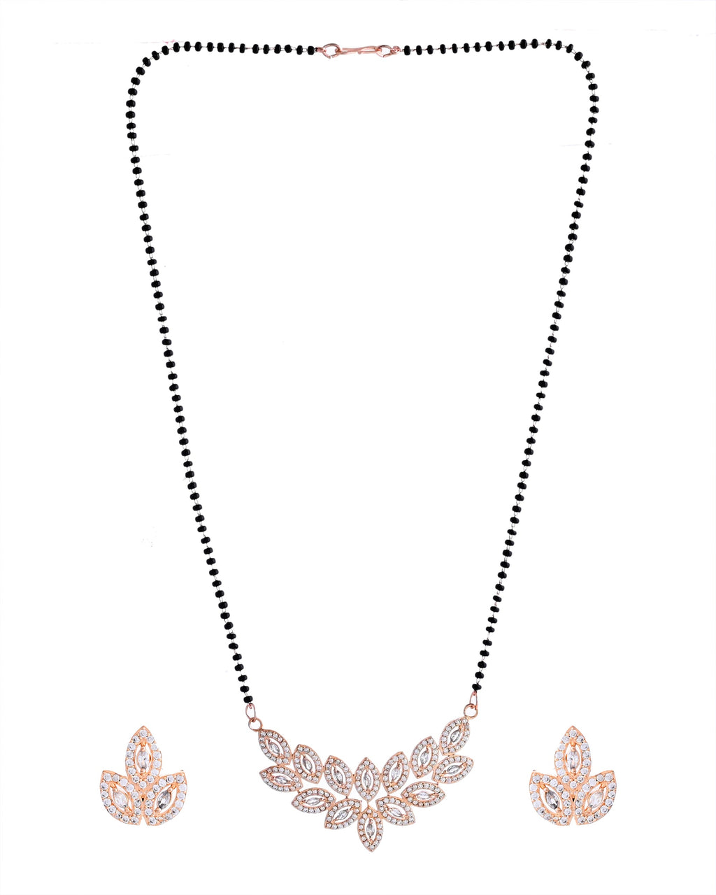 VOJ Gold-Polished Stylish Tear Drop AD Mangalsutra Set | Grocsy