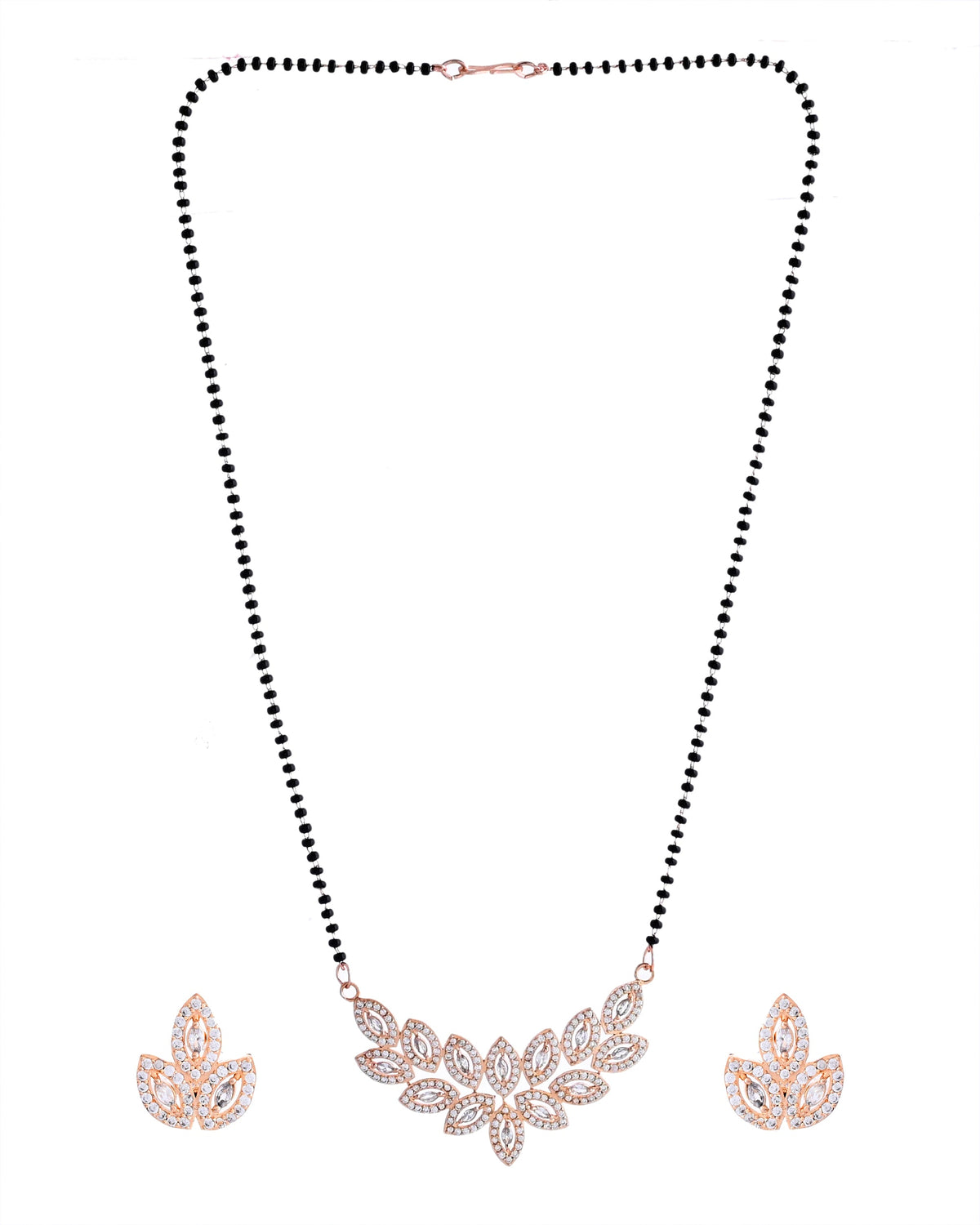 VOJ Gold-Polished Stylish Tear Drop AD Mangalsutra Set | Grocsy