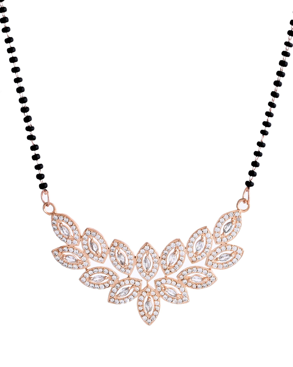 VOJ Gold-Polished Stylish Tear Drop AD Mangalsutra Set | Grocsy