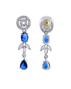 VOJ Silver Plated Dark Blue Stone Circular AD Jewellery Set | Grocsy