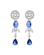 VOJ Silver Plated Dark Blue Stone Circular AD Jewellery Set | Grocsy