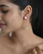 VOJ Gold Toned Pearl And Stone Studded Earrings