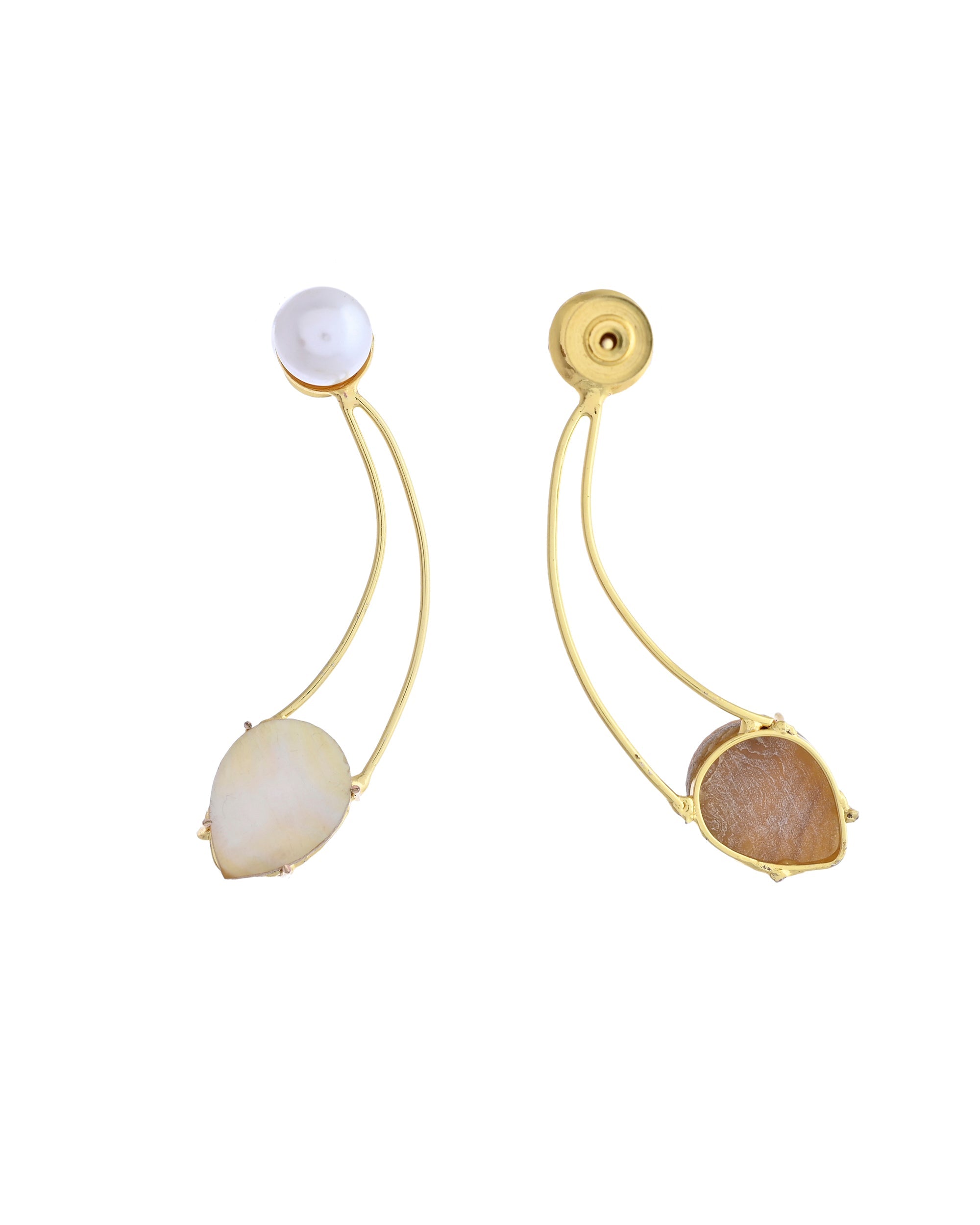 VOJ Gold Toned Pearl And Stone Studded Earrings