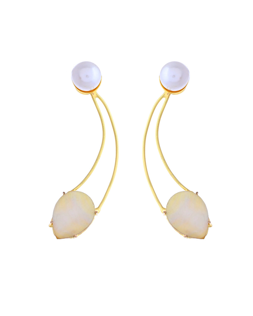 VOJ Gold Toned Pearl And Stone Studded Earrings