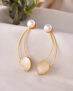 VOJ Gold Toned Pearl And Stone Studded Earrings