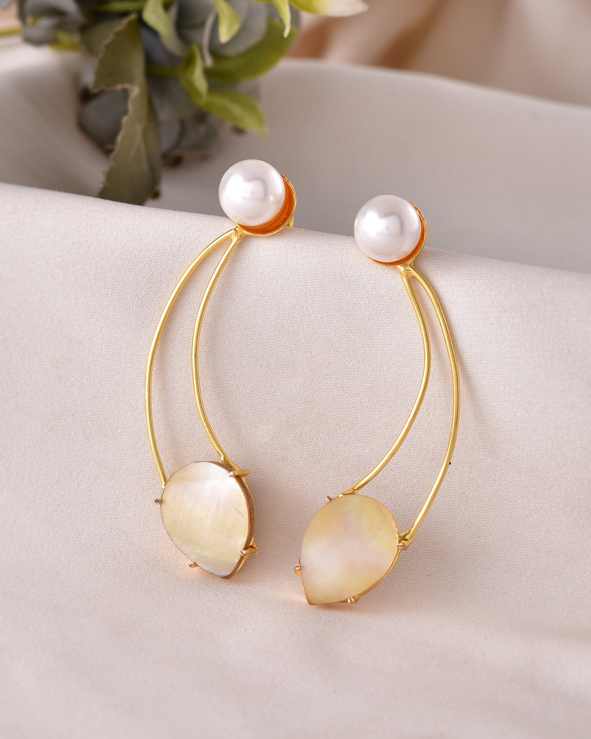 VOJ Gold Toned Pearl And Stone Studded Earrings