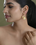 VOJ Gold Toned Floral Shaped Elegent Earrings