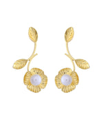 VOJ Gold Toned Floral Shaped Elegent Earrings