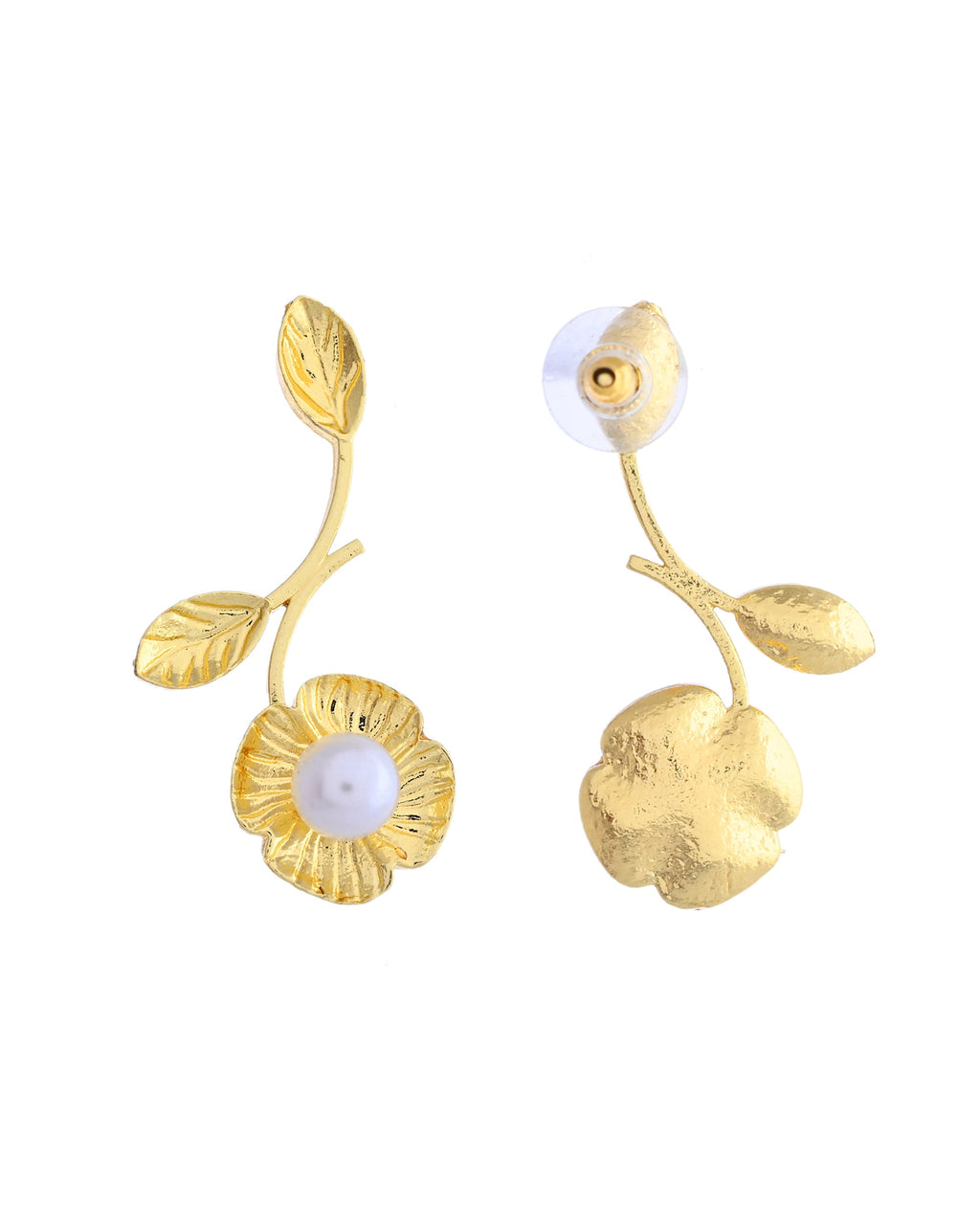 VOJ Gold Toned Floral Shaped Elegent Earrings