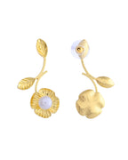 VOJ Gold Toned Floral Shaped Elegent Earrings