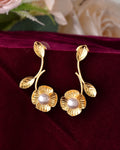 VOJ Gold Toned Floral Shaped Elegent Earrings