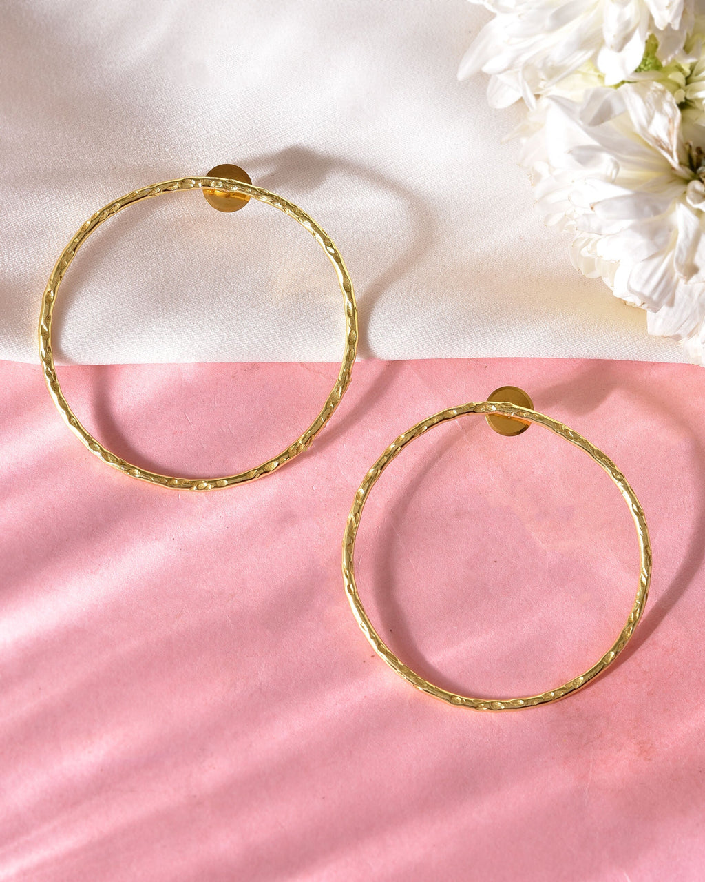 VOJ Gold Toned Circular Studs Earrings