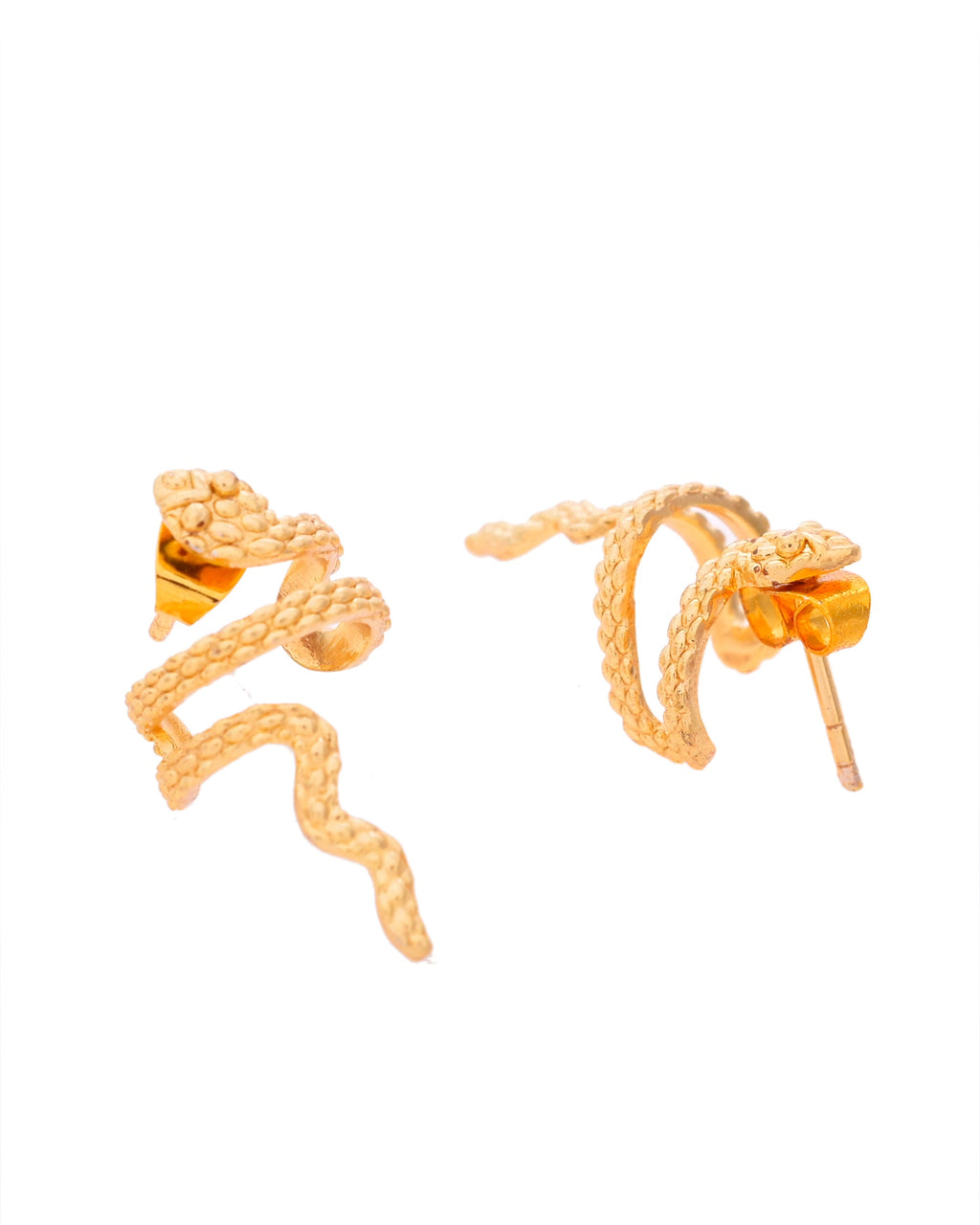 VOJ Gold-Polished Anti Tarnish Snake Earrings