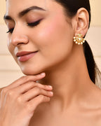 VOJ Gold-Polished Classic Pearl Studded Anti Tarnish Earrings