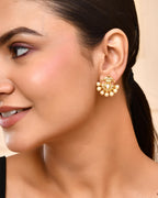 VOJ Gold-Polished Classic Pearl Studded Anti Tarnish Earrings
