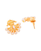 VOJ Gold-Polished Classic Pearl Studded Anti Tarnish Earrings