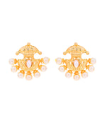 VOJ Gold-Polished Classic Pearl Studded Anti Tarnish Earrings